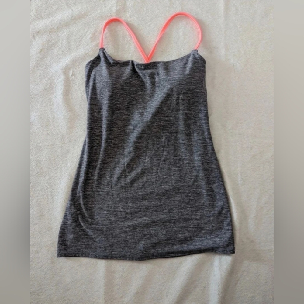 Lululemon Dancing Warrior Tank Heathered Slate / Grapefruit